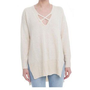 Lush Long Sleeve Criss Cross Knit Top Sweater Women's Size M